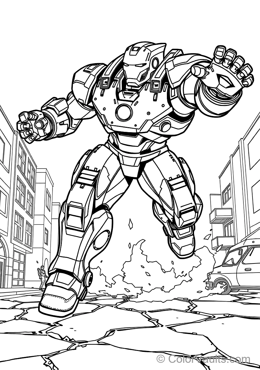 Iron Man in Colossal Heavy Hulkbuster Armor Landing (Scene 11)