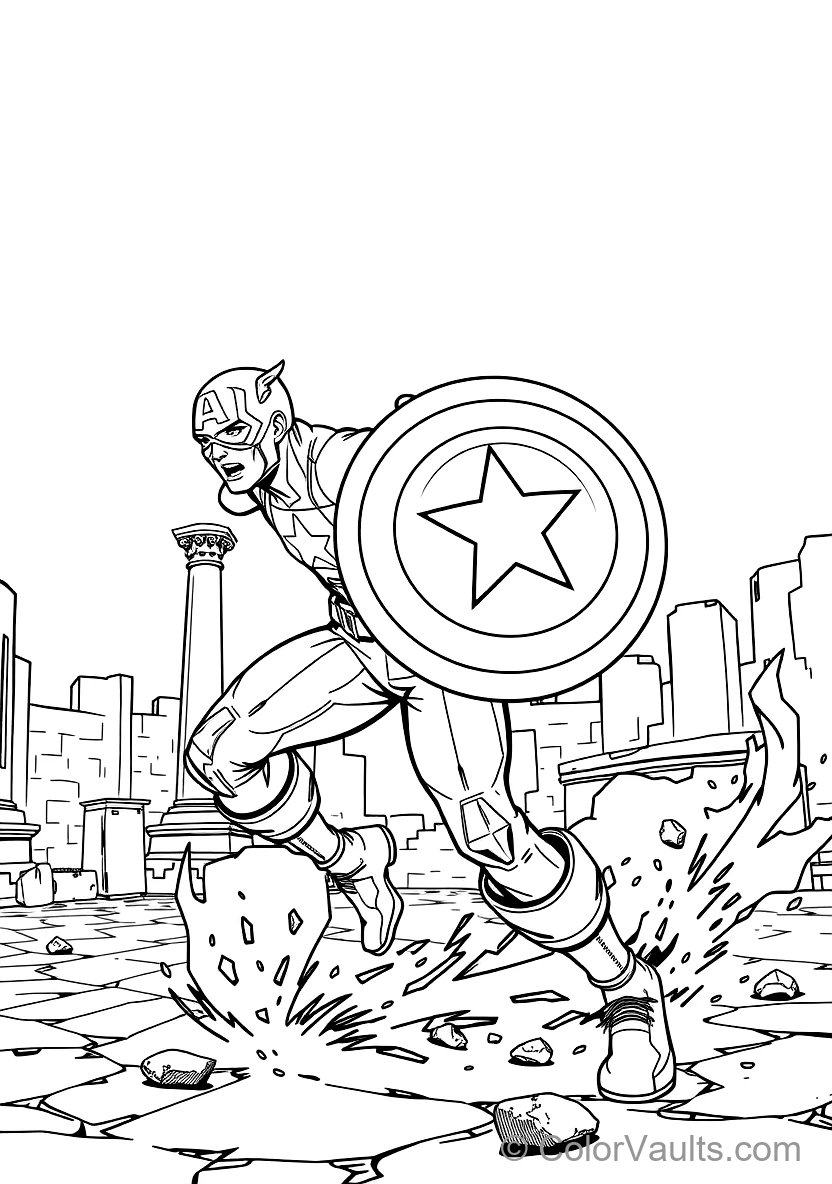 Captain America Throwing His Circular Vibranium Star (Scene 13)