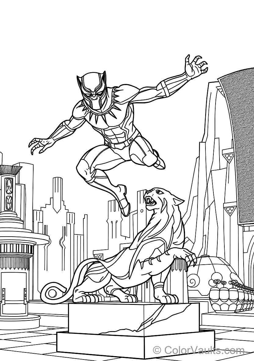 Black Panther in Sleek Vibranium Suit with Extended (Scene 11)