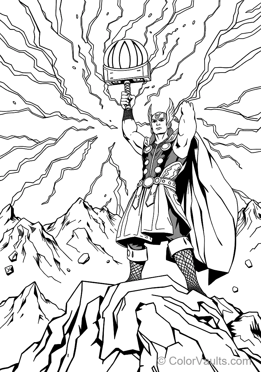 Thor Holding the Mighty Hammer Mjolnir High Summoning (Scene 9)