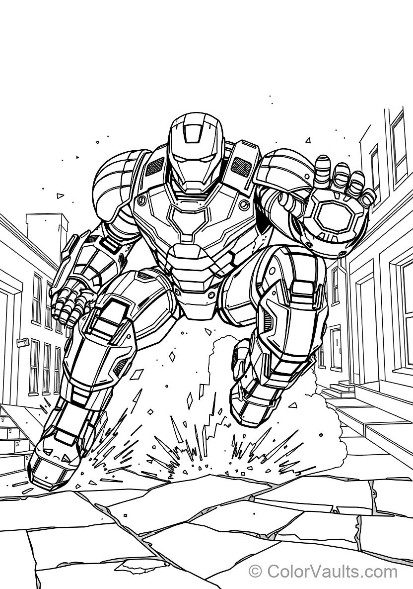Iron Man in Colossal Heavy Hulkbuster Armor Landing (Scene 13)