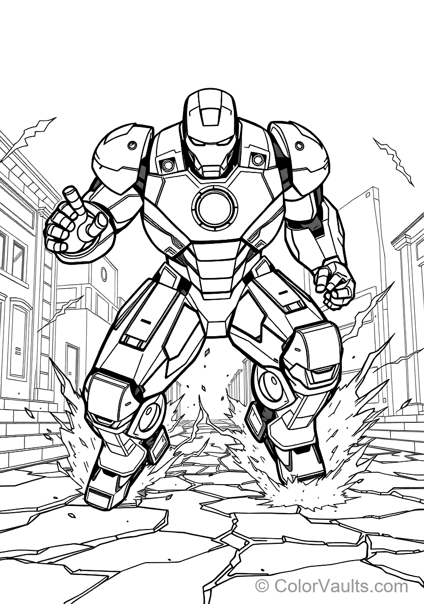 Iron Man in Colossal Heavy Hulkbuster Armor Landing (Scene 15)