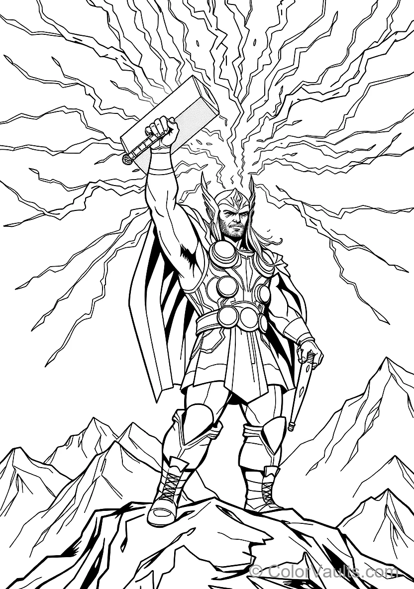 Thor Holding the Mighty Hammer Mjolnir High Summoning (Scene 11)