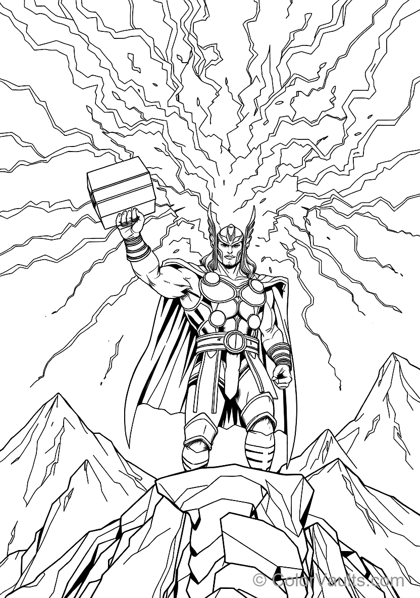 Thor Holding the Mighty Hammer Mjolnir High Summoning (Scene 13)