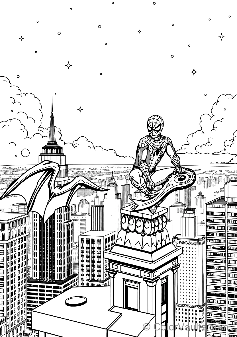 Spider-man Perched on a Gargoyle Atop the Chrysler (Scene 2)