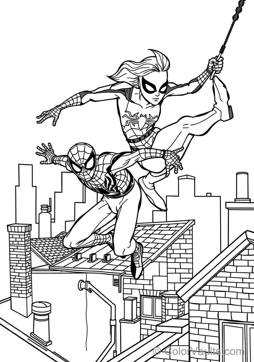 Spider-man et Spider-gwen Doing a Synchronized (Scene 2)