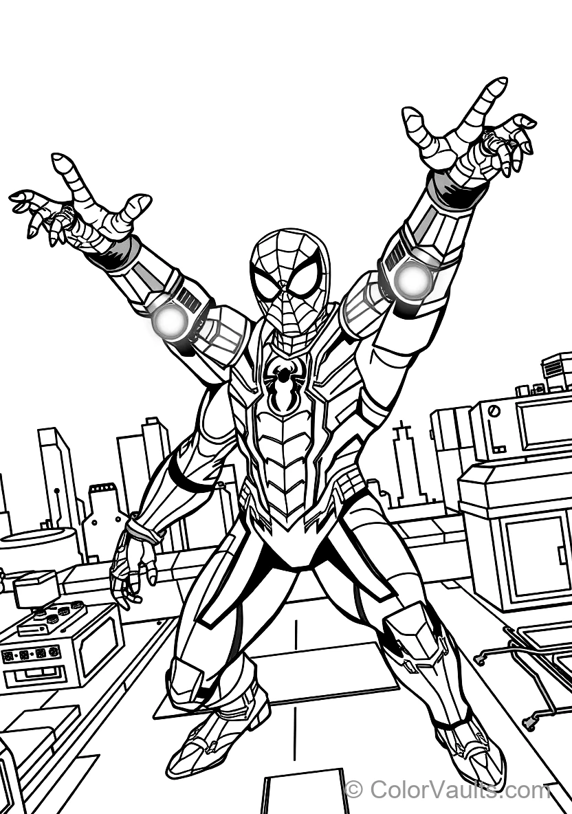 Spider-man in Iron Spider Armor avec Golden Mechanical (Scene 2)