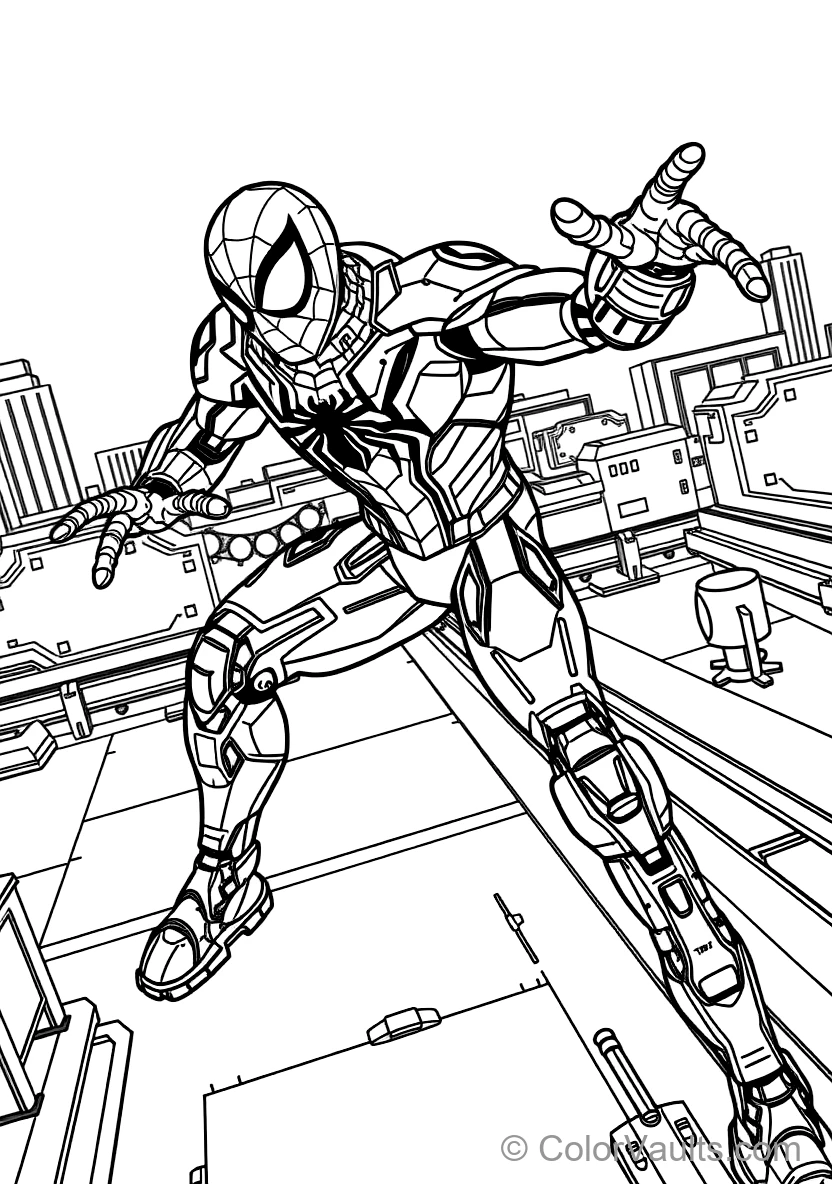 Spider-man in Iron Spider Armor avec Golden Mechanical (Scene 3)