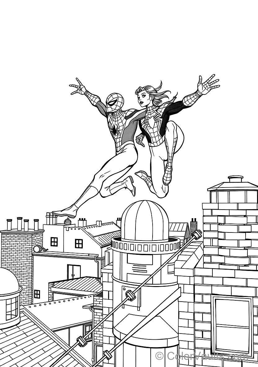 Spider-man et Spider-gwen Doing a Synchronized (Scene 3)
