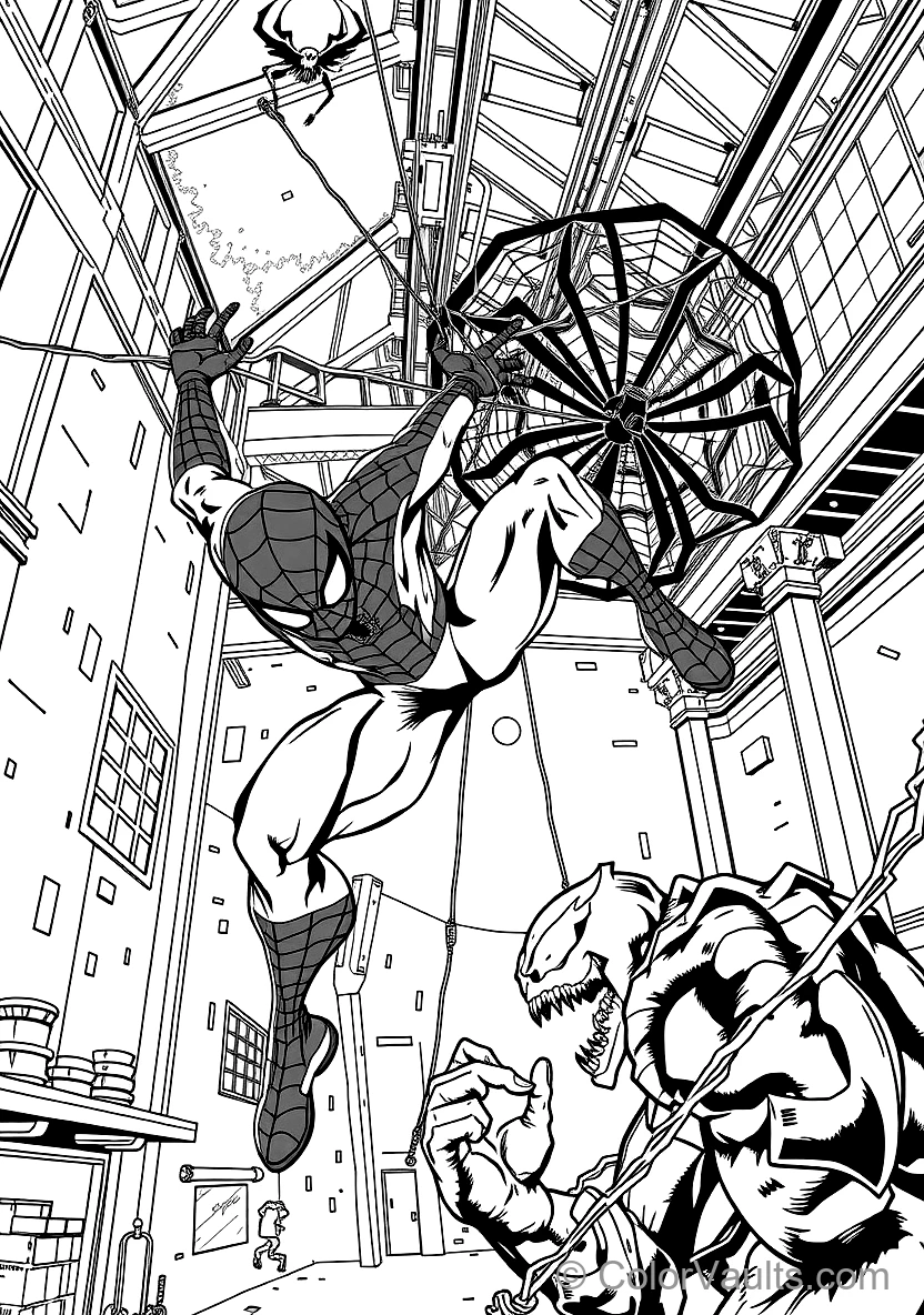 Spider-man Web-shooting an Intricate Giant Spiderweb (Scene 3)