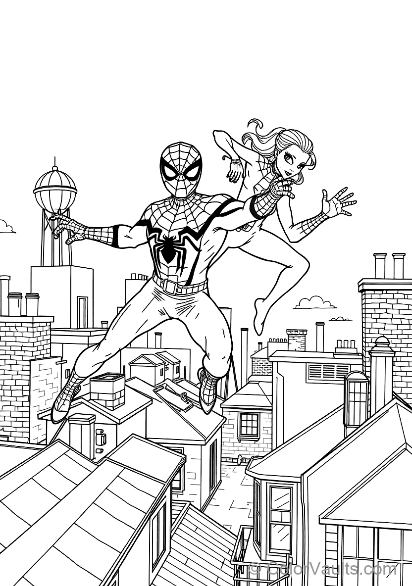 Spider-man et Spider-gwen Doing a Synchronized (Scene 4)