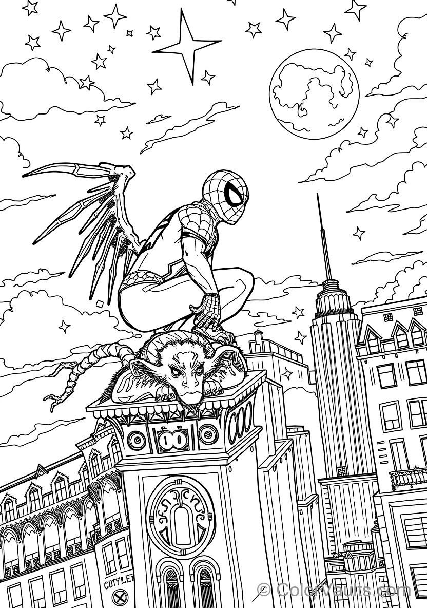 Spider-man Perched on a Gargoyle Atop the Chrysler (Scene 4)