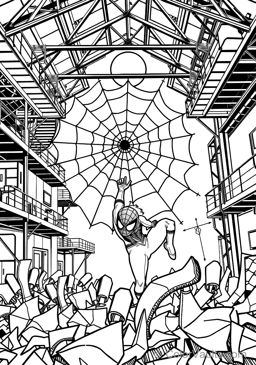 Spider-man Web-shooting an Intricate Giant Spiderweb (Scene 6)