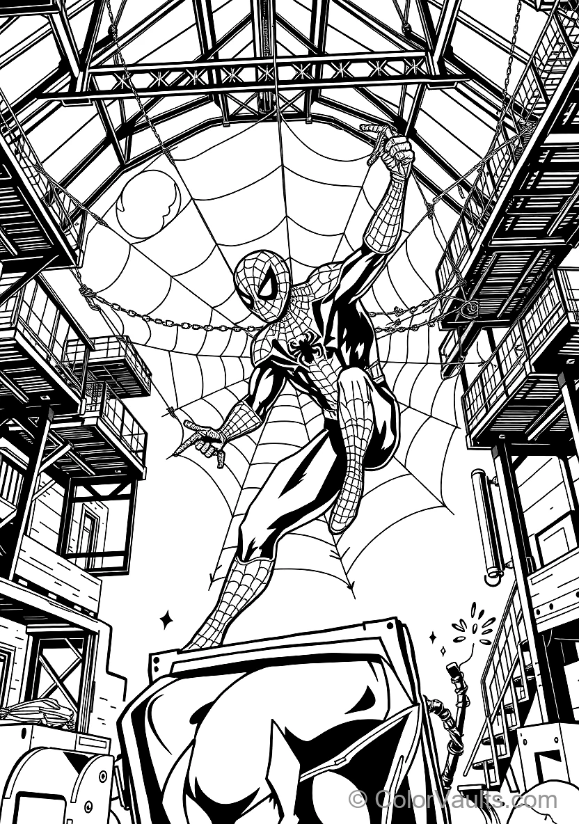 Spider-man Web-shooting an Intricate Giant Spiderweb (Scene 7)