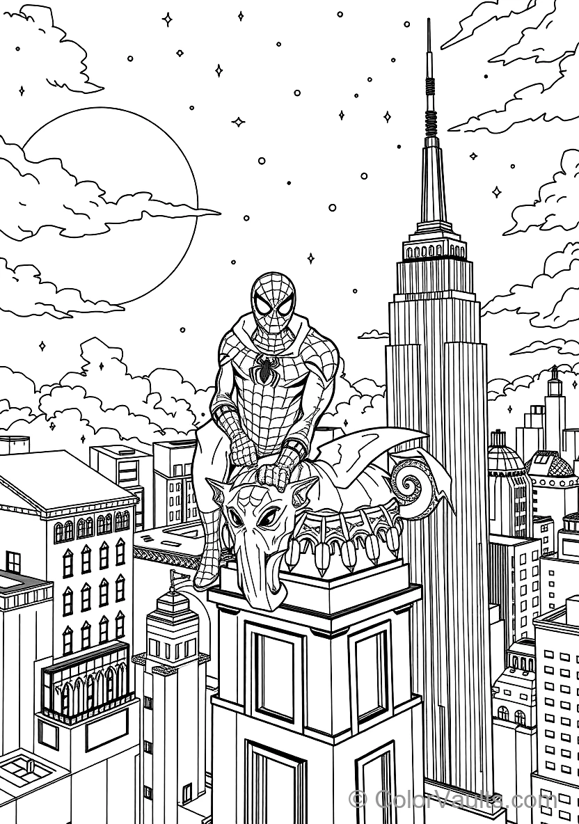 Spider-man Perched on a Gargoyle Atop the Chrysler (Scene 7)