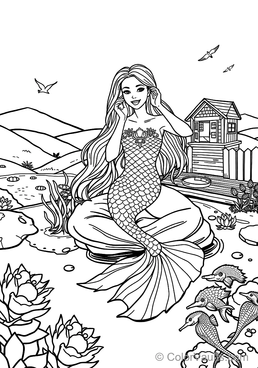 Mermaids of the Deep coloring page 3