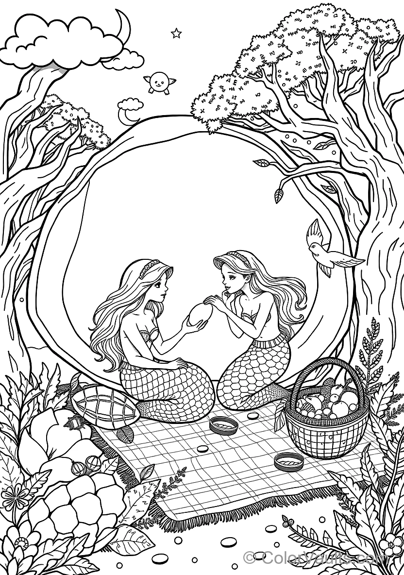 Two Mermaid Sisters Playing with a Glowing Pearl (Scene 11)
