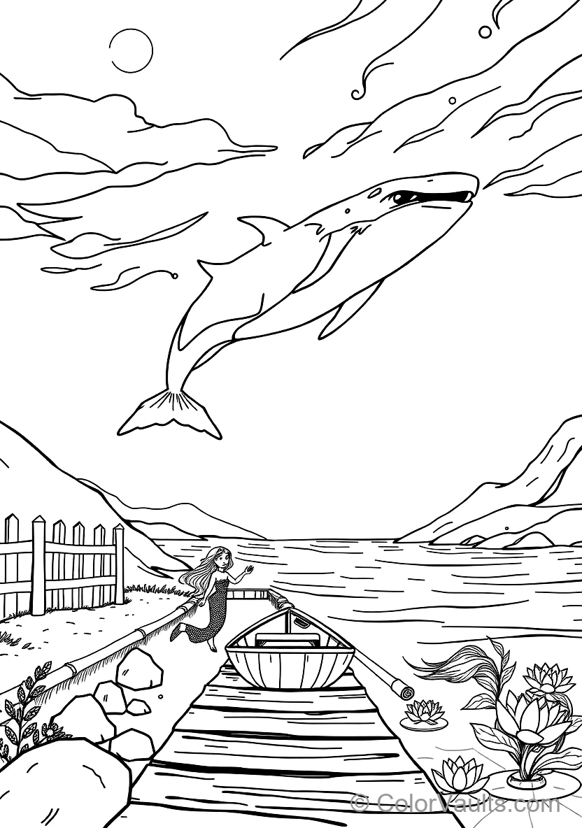 Mermaid Swimming Alongside a Friendly Humpback Whale (Scene 6)