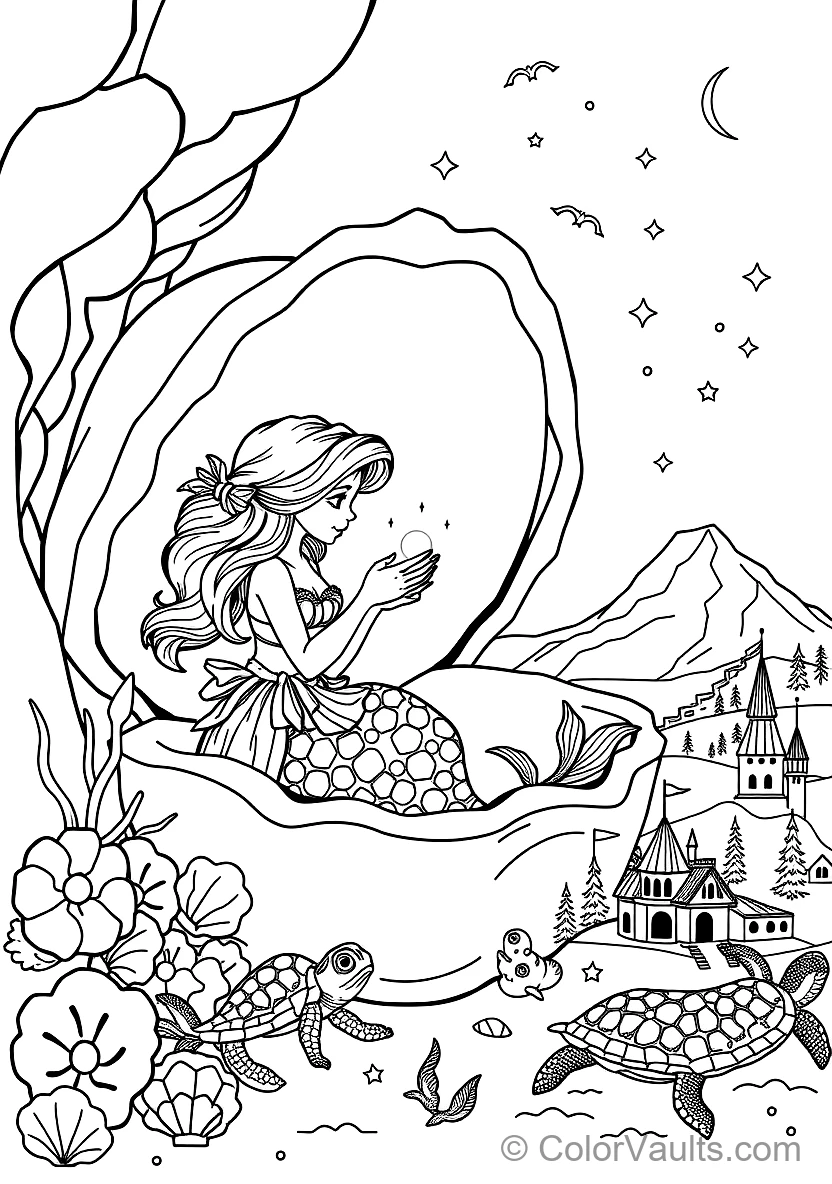 Two Mermaid Sisters Playing with a Glowing Pearl (Scene 23)