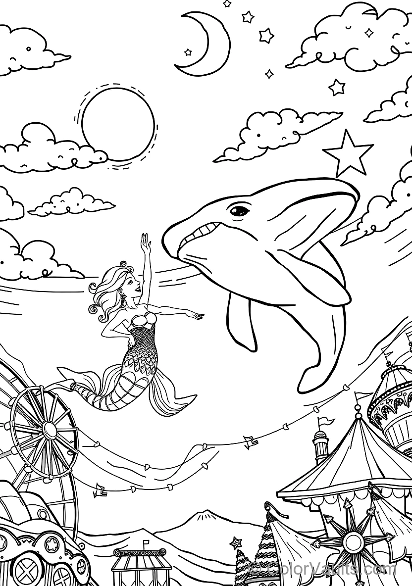 Mermaid Swimming Alongside a Friendly Humpback Whale (Scene 14)