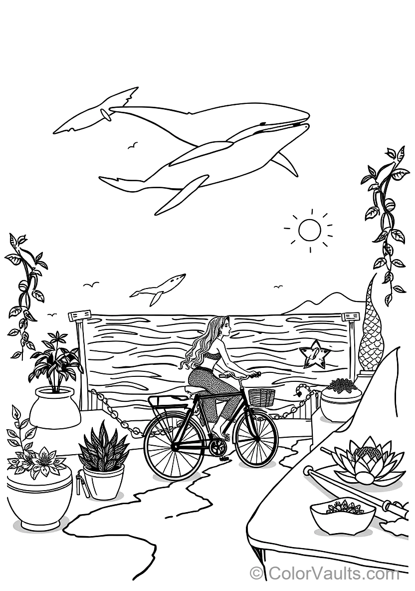 Mermaid Swimming Alongside a Friendly Humpback Whale (Scene 18)