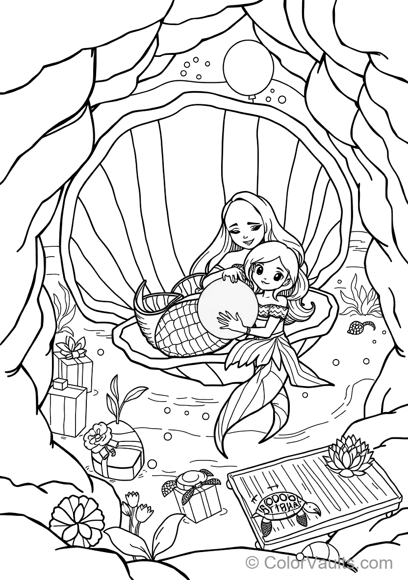 Two Mermaid Sisters Playing with a Glowing Pearl (Scene 27)