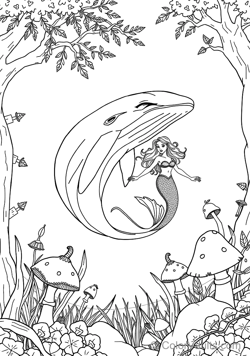 Mermaid Swimming Alongside a Friendly Humpback Whale (Scene 21)
