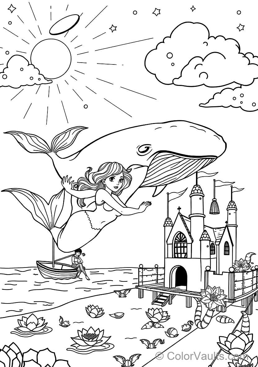 Zeemeermin Zwemmend Alongside een Vriendelijke Humpback Whale (Scène 23)