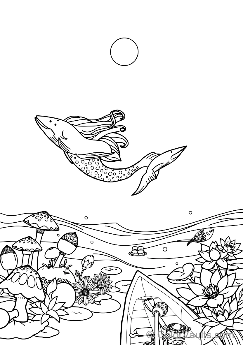 Zeemeermin Zwemmend Alongside een Vriendelijke Humpback Whale (Scène 35)