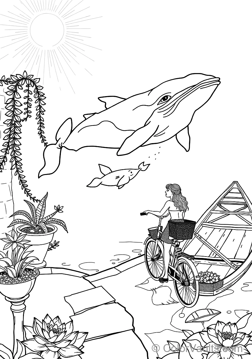 Mermaid Swimming Alongside a Friendly Humpback Whale (Scene 37)