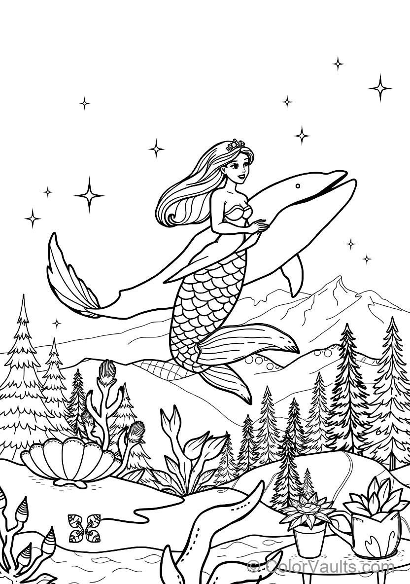 Mermaid Swimming Alongside a Friendly Humpback Whale (Scene 43)