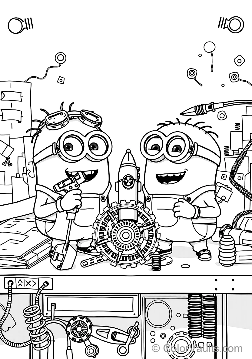 Minions Working in the Secret Lab