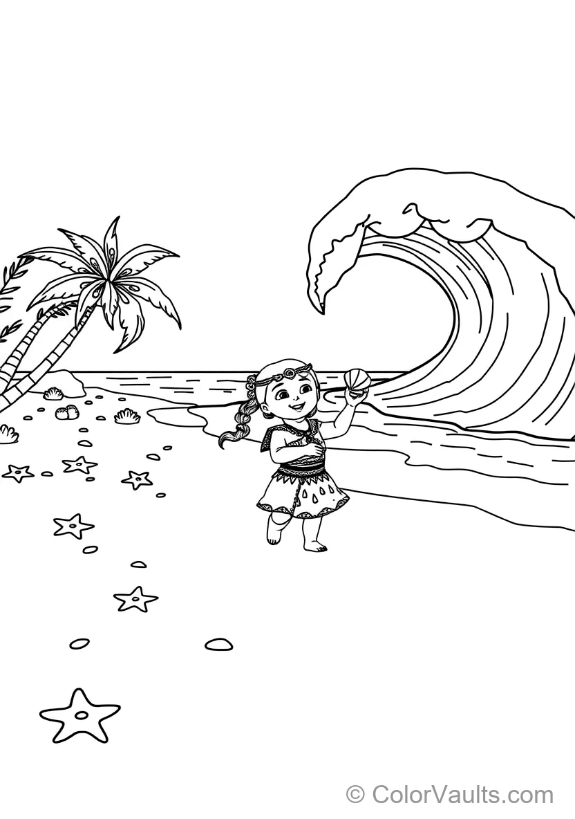 Baby Moana Walking on the Beach As the Living Ocean (Scene 17)