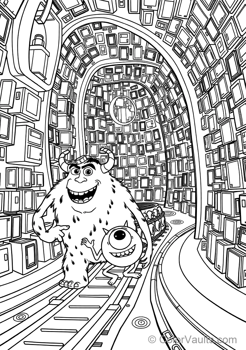 Sulley and Mike Riding a Moving Roller-coaster Door (Scene 3)