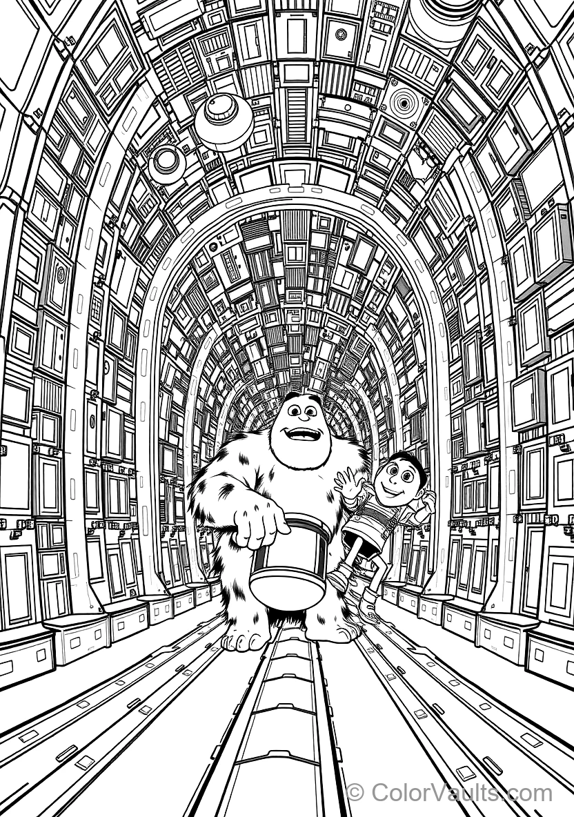 Sulley and Mike Riding a Moving Roller-coaster Door (Scene 11)