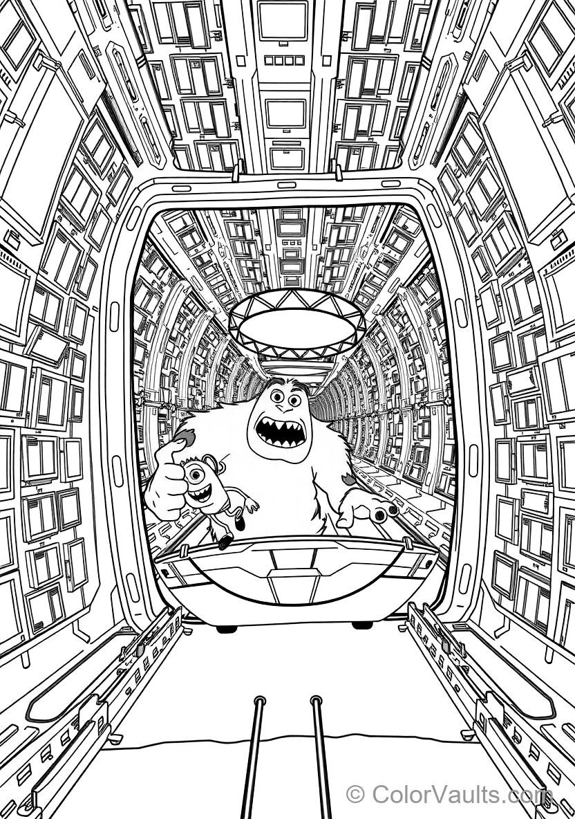 Sulley and Mike Riding a Moving Roller-coaster Door (Scene 13)