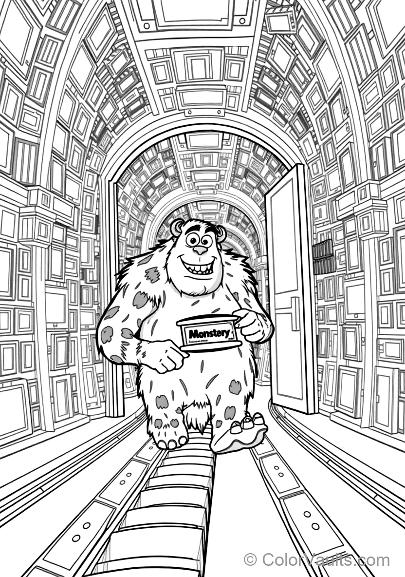 Sulley and Mike Riding a Moving Roller-coaster Door (Scene 17)