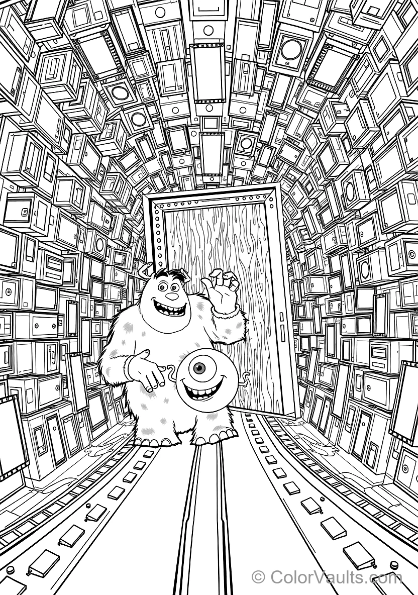 Sulley and Mike Riding a Moving Roller-coaster Door (Scene 31)