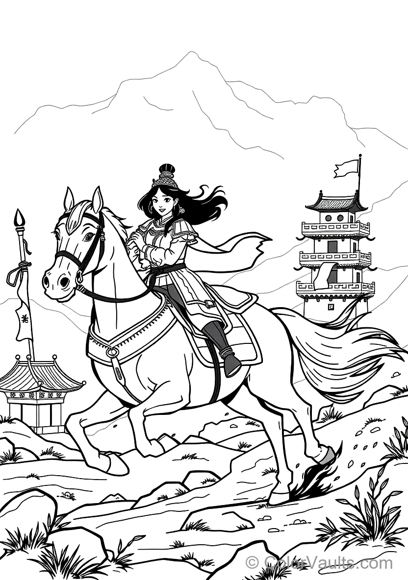 Mulan coloring page 2