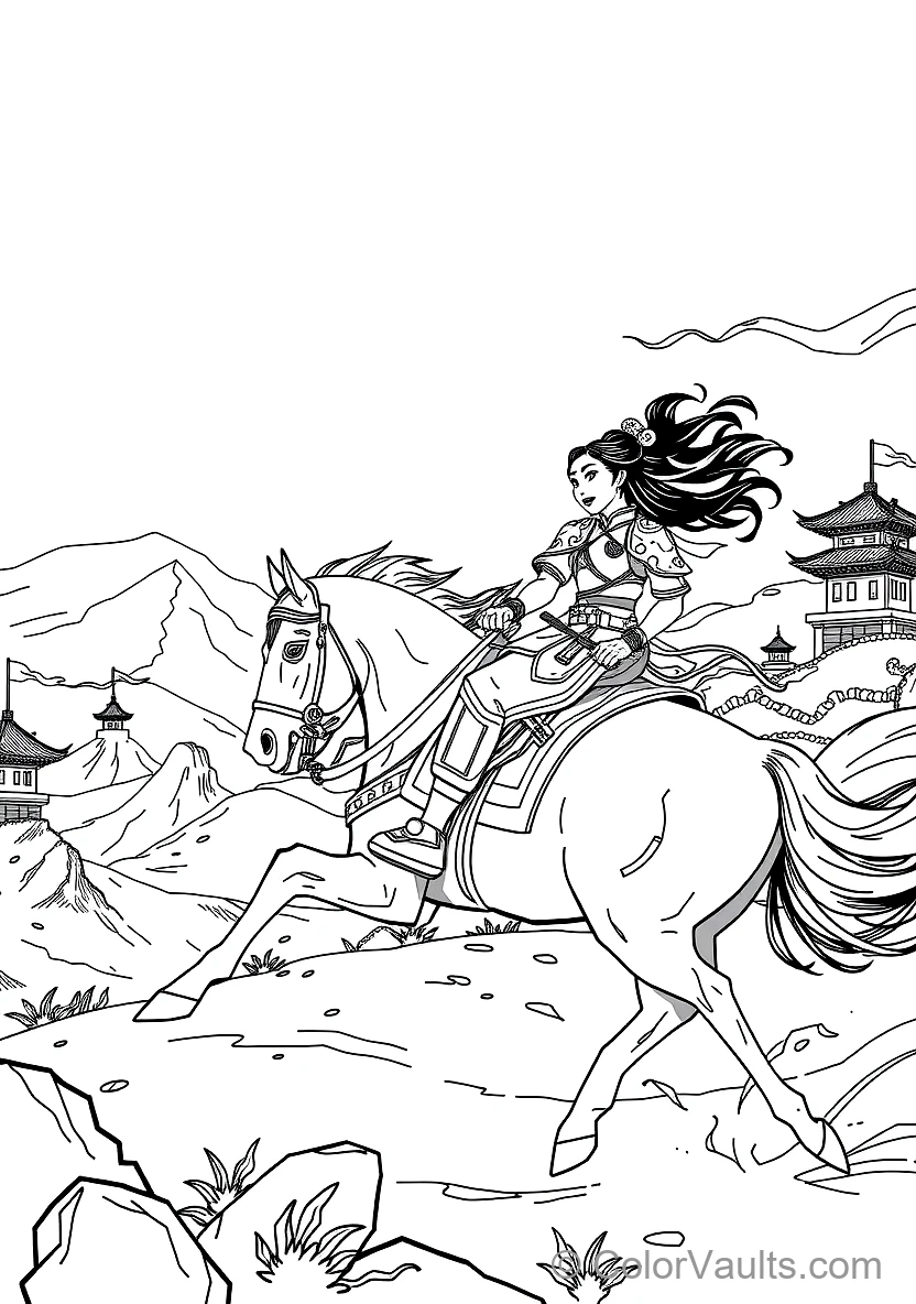Mulan coloring page 3