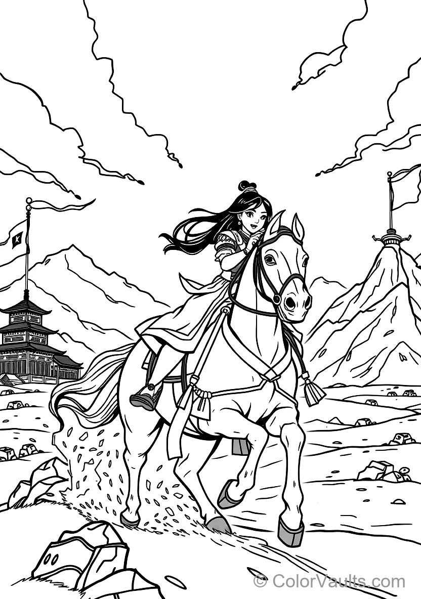 Mulan Practicing Martial Arts in the Blossom Garden