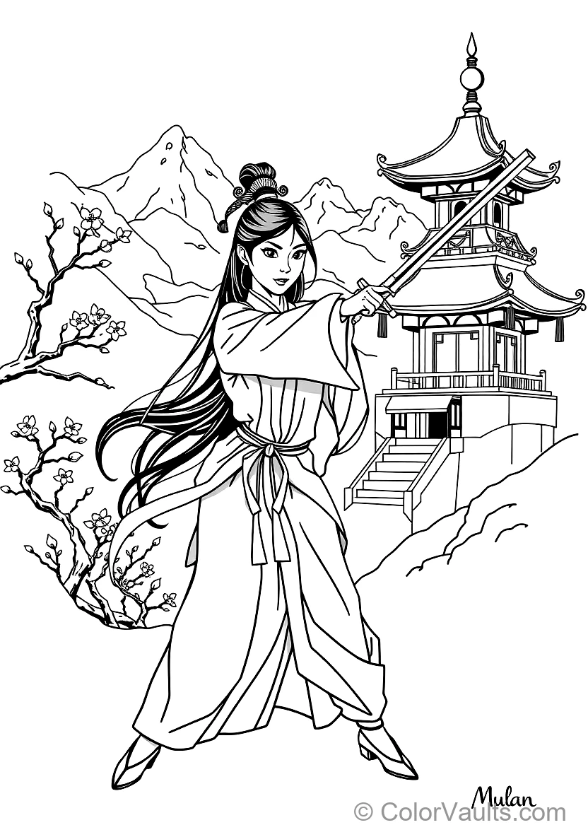 Mulan Training with Her Ancestral Warrior Sword