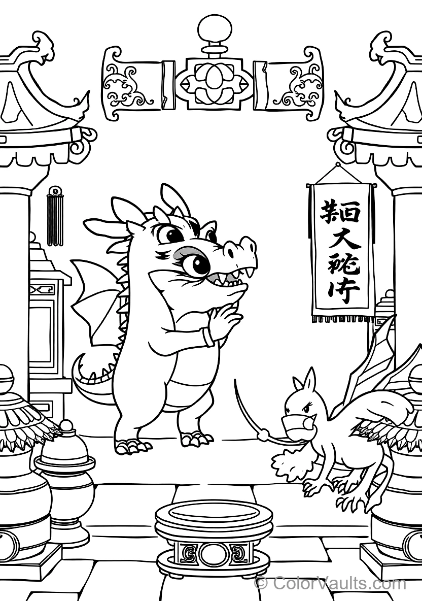 Mushu the Miniature Red Dragon with Cri-kee Cricket (Scene 11)