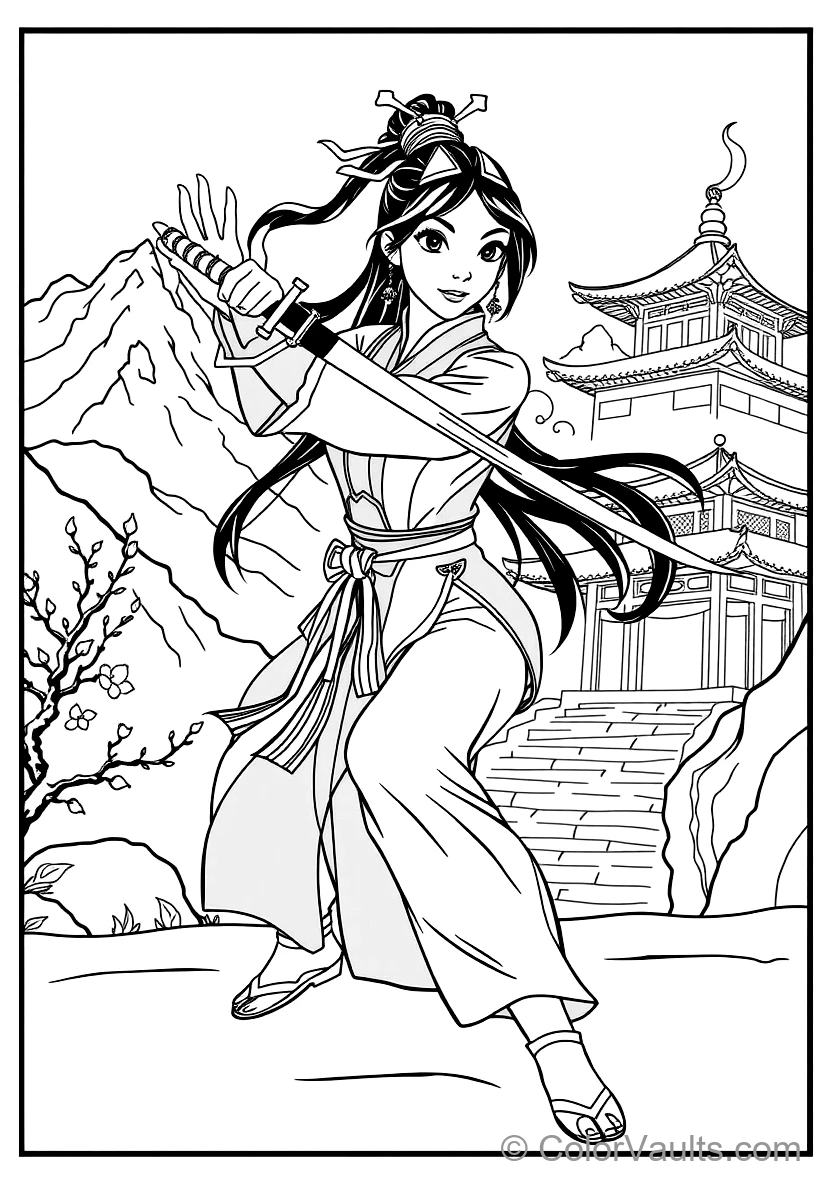Mulan Training with Her Ancestral Warrior Sword (Scene 19)