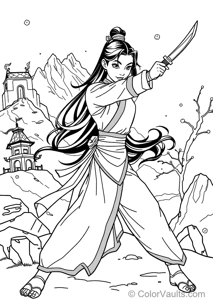 Mulan Training with Her Ancestral Warrior Sword (Scene 27)