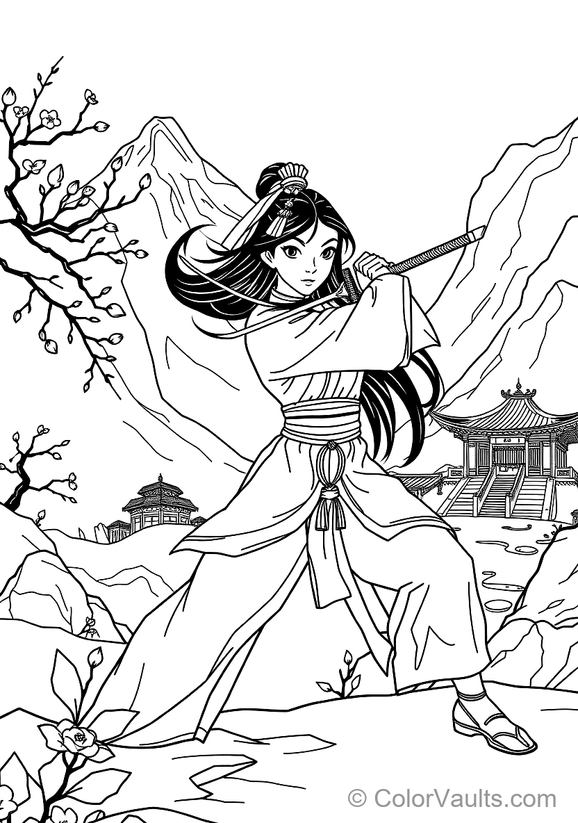 Mulan Training with Her Ancestral Warrior Sword (Scene 31)