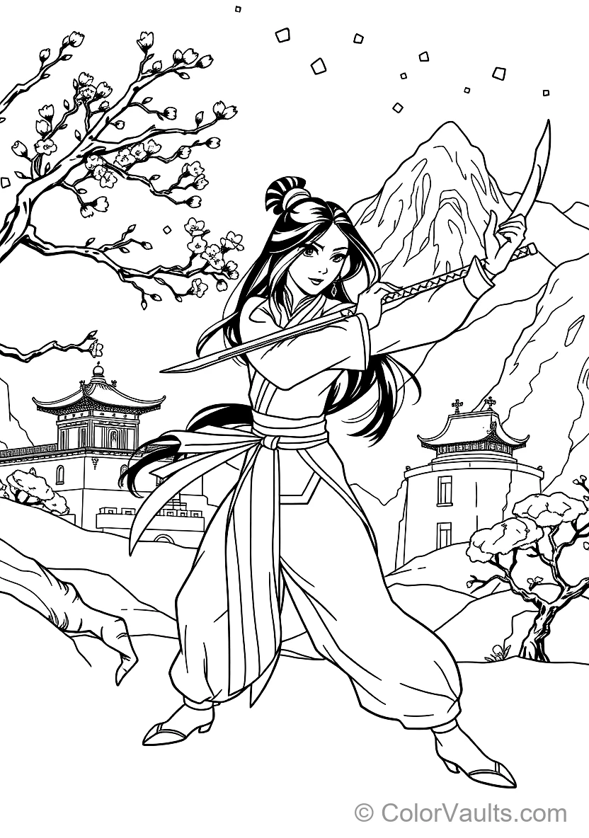 Mulan Training with Her Ancestral Warrior Sword (Scene 35)