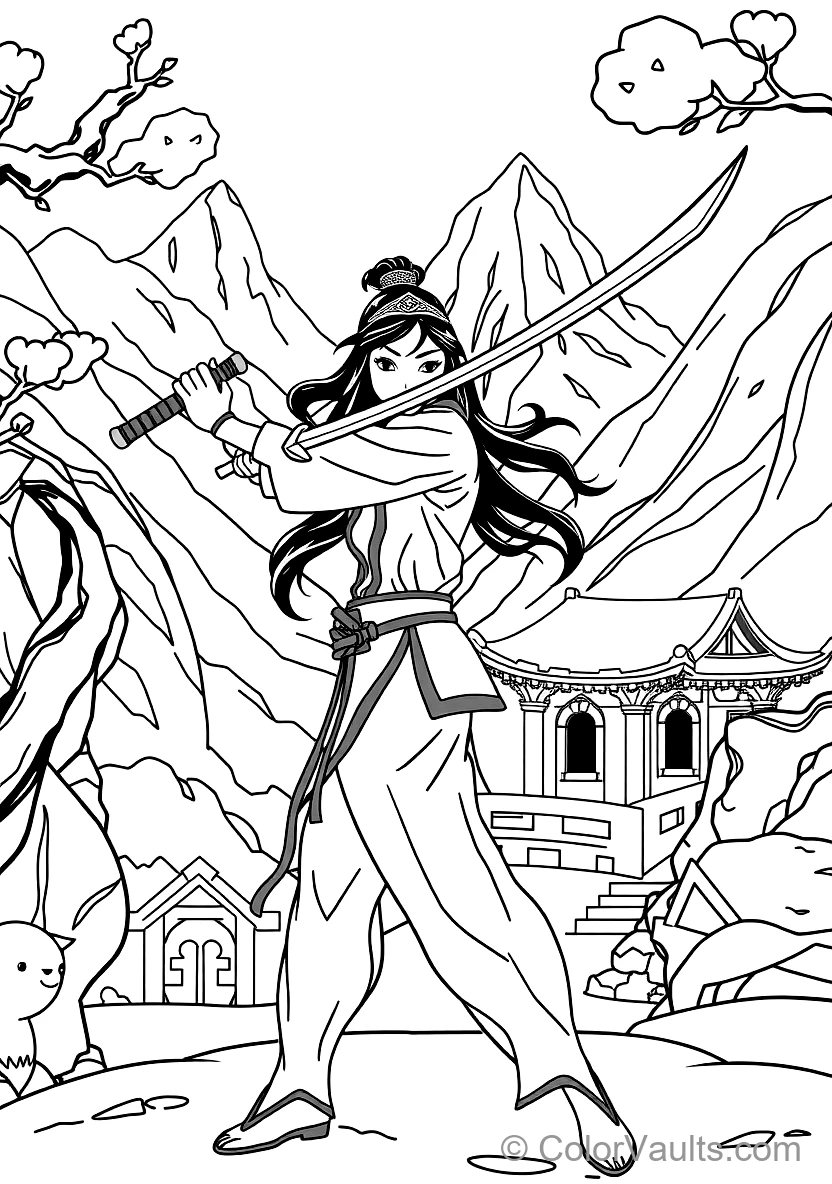 Mulan Training with Her Ancestral Warrior Sword (Scene 39)