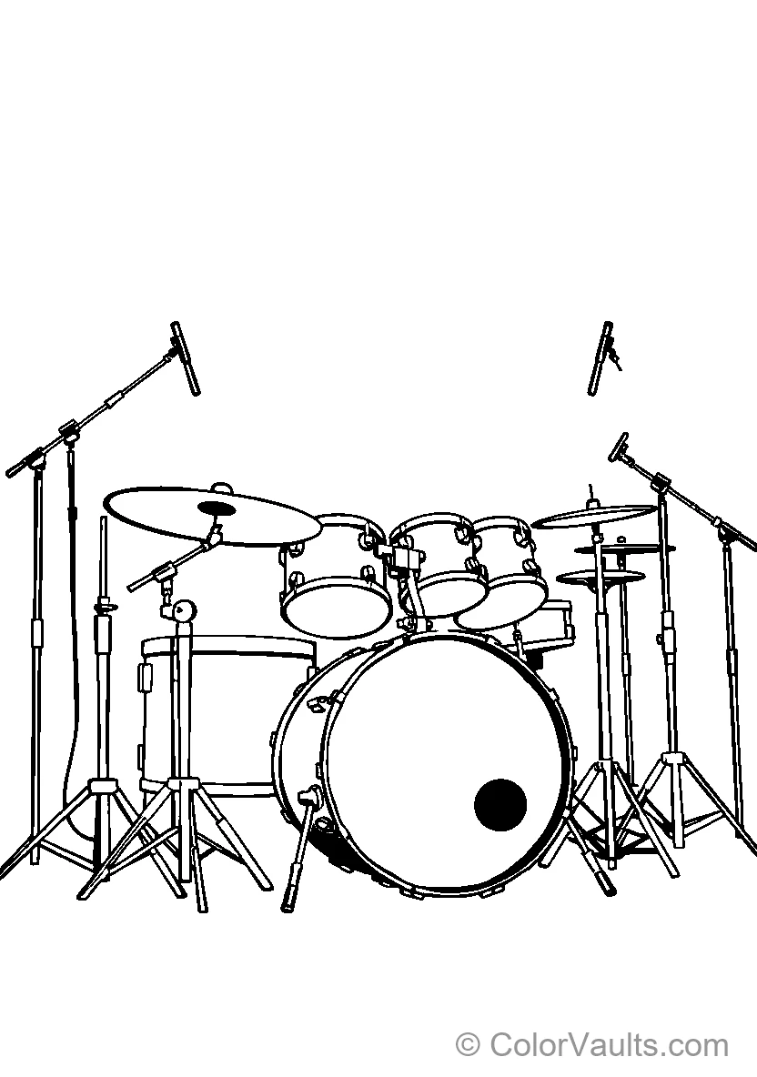 A drum set ready for playing