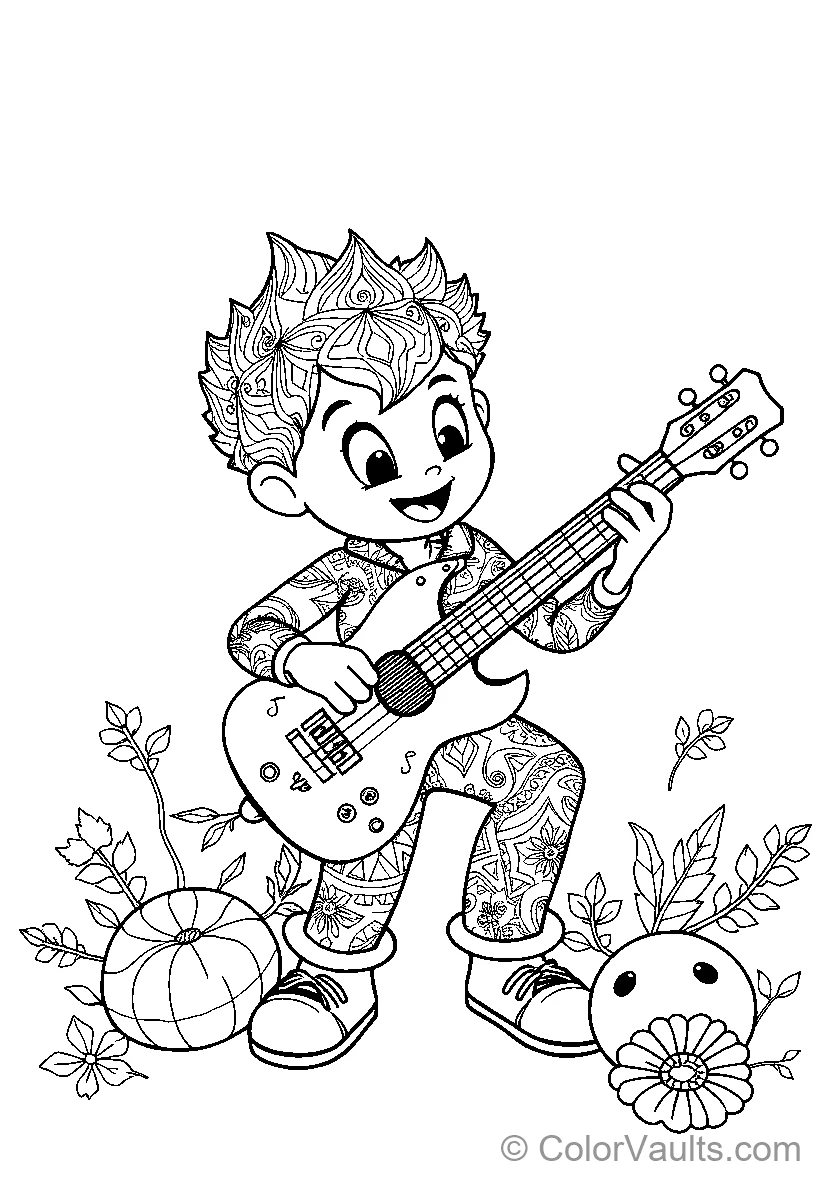 Colorful Boy Playing Guitar